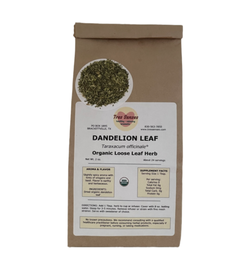 Image of bagged dandilion leaf herb with label