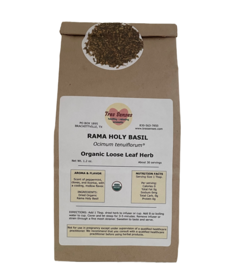 Image of bag of rama holy basil herb with label