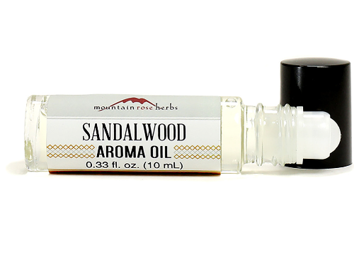 Image of roll-on bottle with sandalwood aroma oil